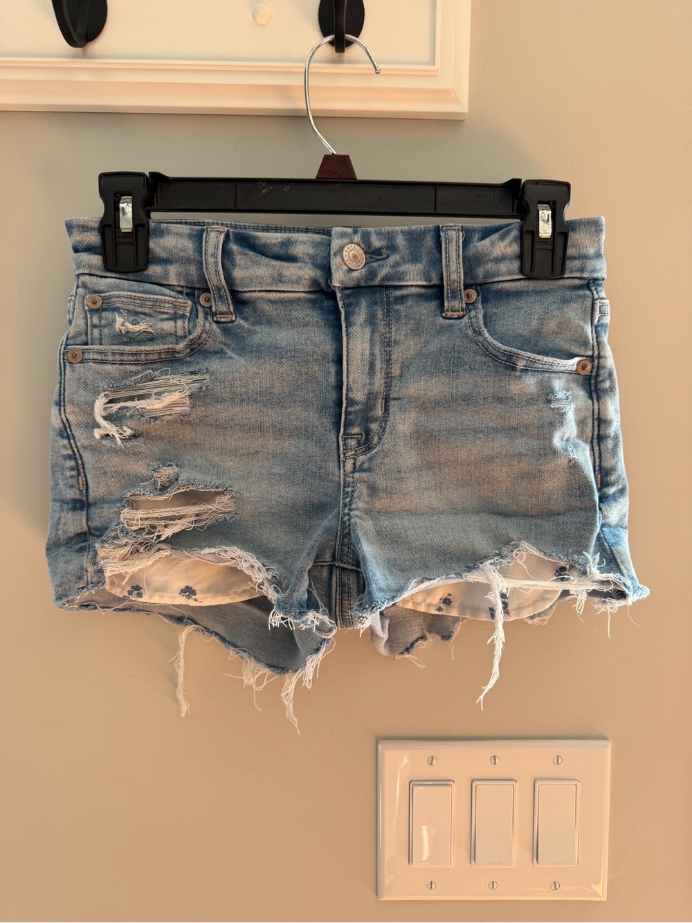 American Eagle Outfitters Light Blue Ripped Denim Shorts